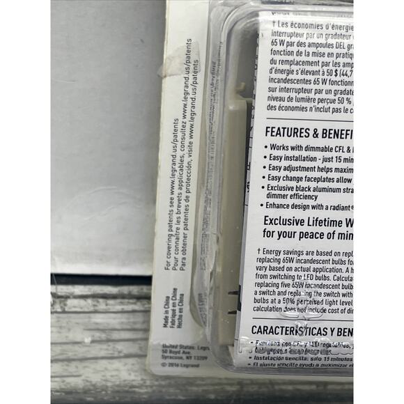 Legrand Pass & Seymour Wide Slide Dimmer Single Pole WSCL450TCCCV4. {9}. - Picture 7 of 16